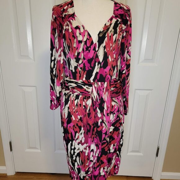 Laundry by Shelli Segal Abstract Print Faux Wrap Dress – Size 10 - Picture 1 of 7